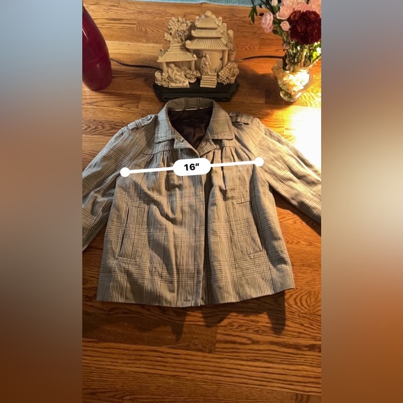 Banana Republic Cropped Mini Houndstooth Plaid French Inspector Jacket/Blazer - Picture 12 of 14